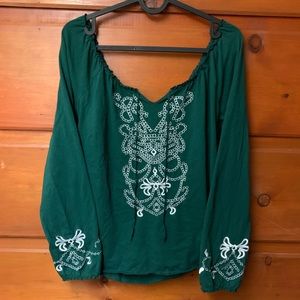 Kenar green loose shoulder long sleeve